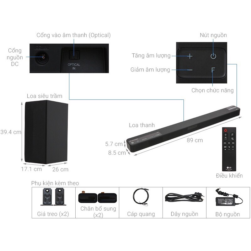 Loa thanh SoundBar LG SN4 300W 2.1 Bảo hành chính hãng 12 tháng