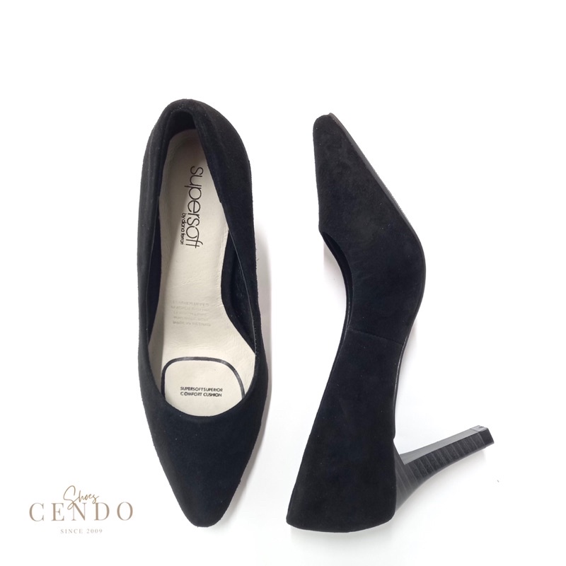 Giày SUPERSOFT mũi nhọn, gót nhỏ da lộn 7cm