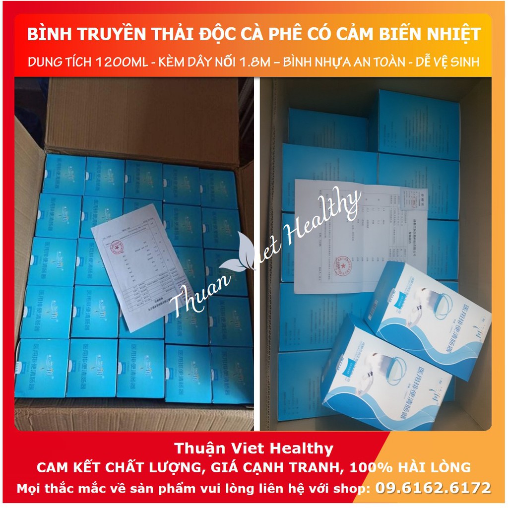 Bộ bình truyền thải độc đại tràng 1200ml cảm ứng nhiệt (Full combo detox enema), bộ truyền thụt tháo thải độc đại tràng