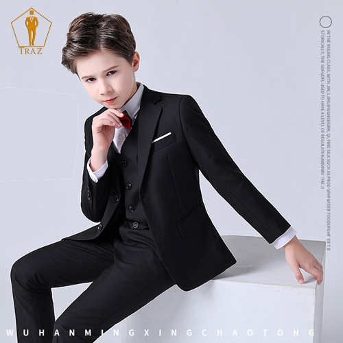 Bộ, Set Vest Đen, Xanh Cho Bé Trai, Trẻ Em, Con Nít(1 quần, 1 áo vest, 1 ghile, 1 nơ), Bé Mập, Cao Tăng 1 Đến 2 Size
