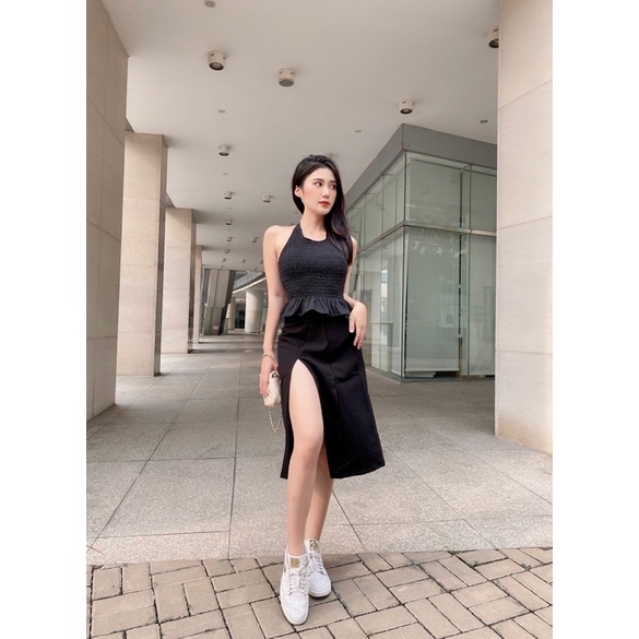 SMOKED LINEN▪️Áo cổ yếm hở lưng