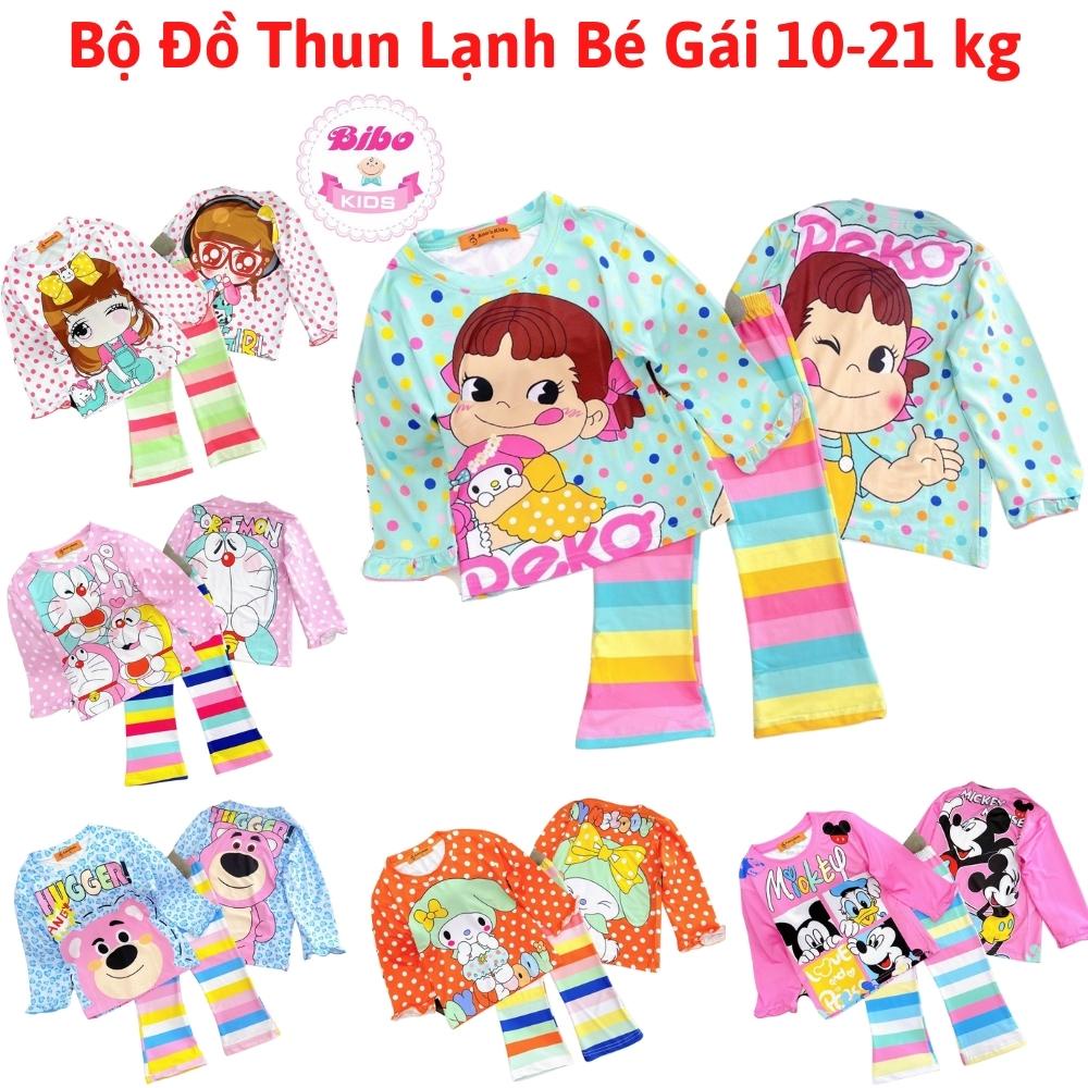 [9-22kg] Bộ tay dài chất thun lạnh 3D cao cấp in hình siêu dễ thương cho bé gái, Bộ quần áo thu đông, Đồ ngủ dài tay