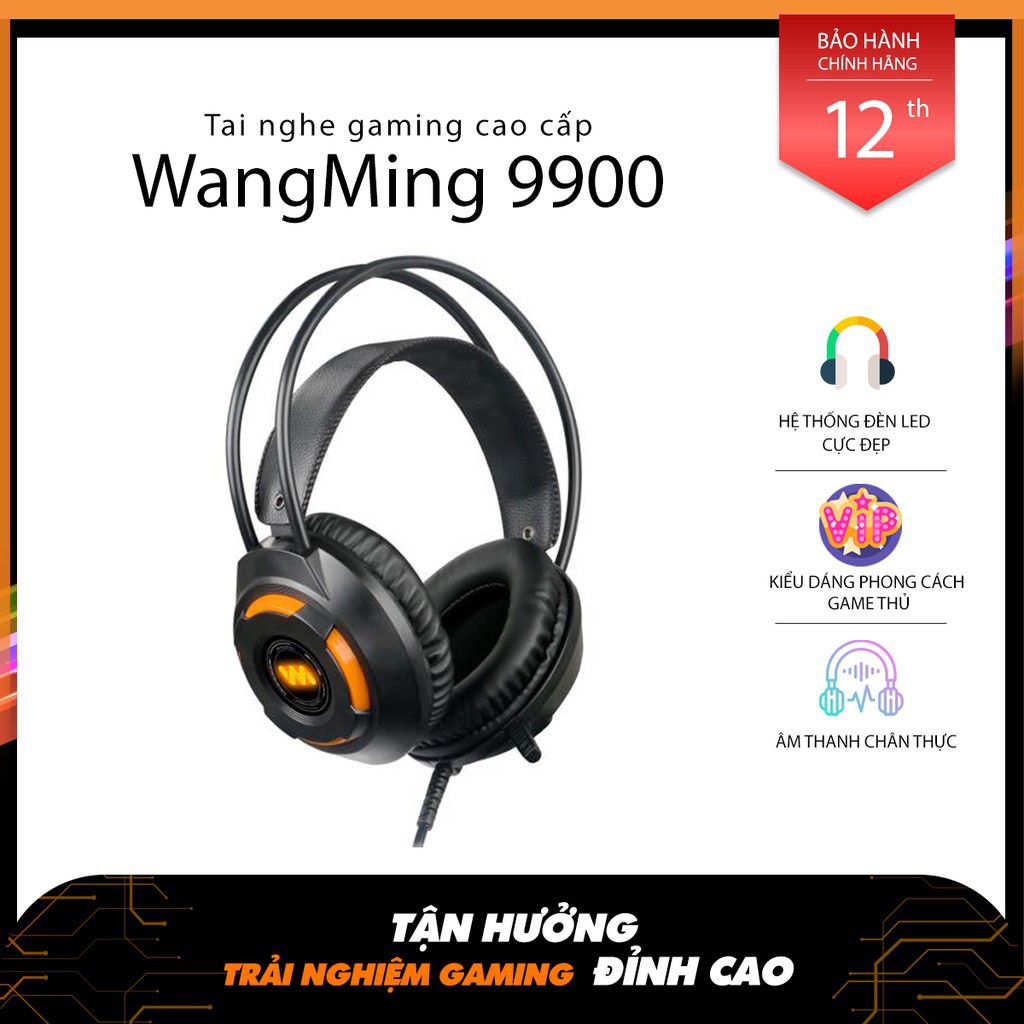 Tai nghe gaming WangMing WM9900 giả lập 7.1 USB míc dài Led màu Cam