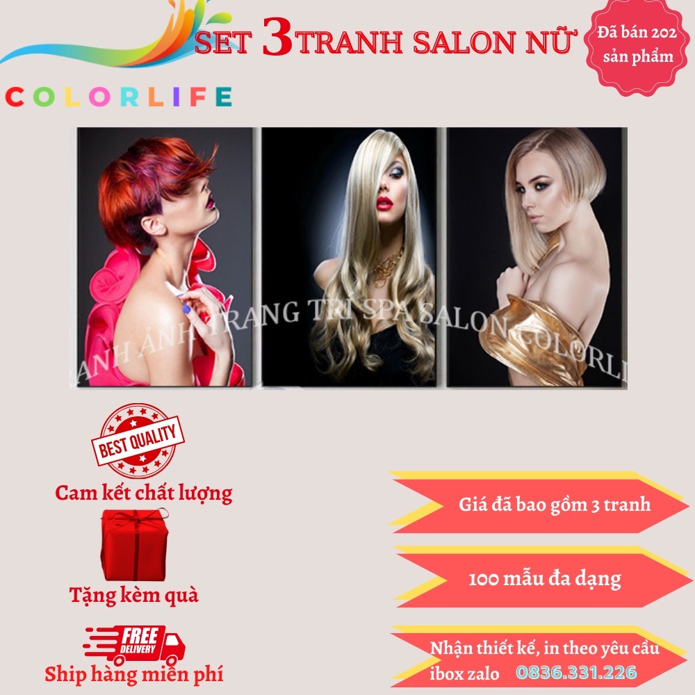 TRANH TÓC NỮ DÁN TREO TƯỜNG CHO TIỆM SALON TÓC GIÁ XƯỞNG TRANG TRÍ QUÁN TÓC ĐẸP K33 COLORLIFE