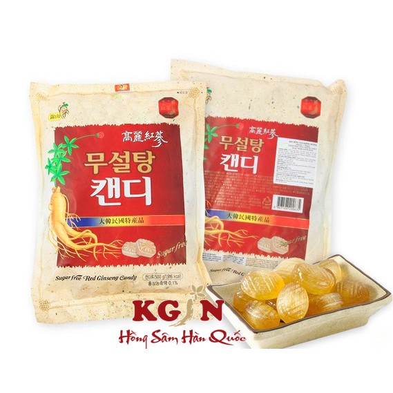 Kẹo sâm không đường Hàn Quốc 500g túi vàng đỏ - tốt cho người ăn kiêng