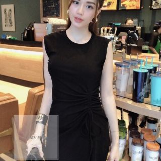 Đầm thun rút eo xoắn