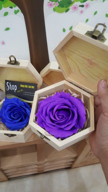 Hoa hồng sáp vĩnh cửu thể hiện tình yêu vĩnh cửu có hộp gỗ sang trọng