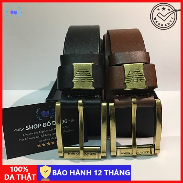 Thắt lưng nam da thật - Dây lưng nam da bò sáp - Mặt đồng đúc cao cấp - DL003