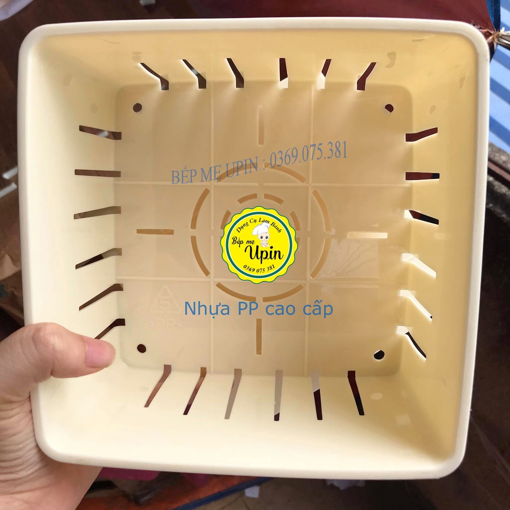 Bộ khuôn làm đậu phụ, đậu hũ size 16.5cm đầy đủ vải lót và túi lọc