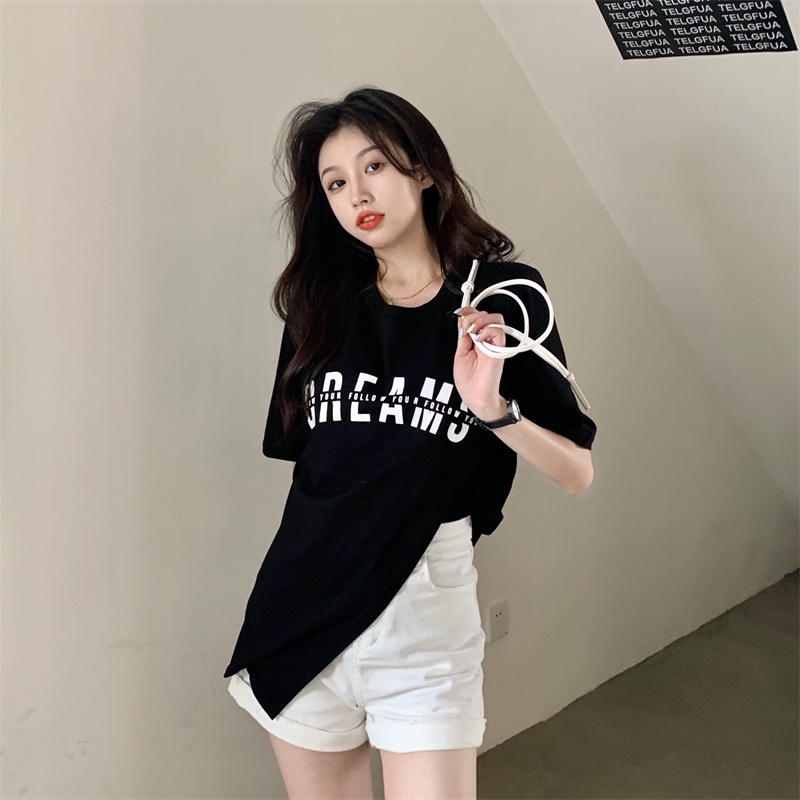 Áo Thun Tay Ngắn Dáng Suông In Họa Tiết Độc Đáo Thời Trang Phong Cách Hàn Quốc Cho Nữ