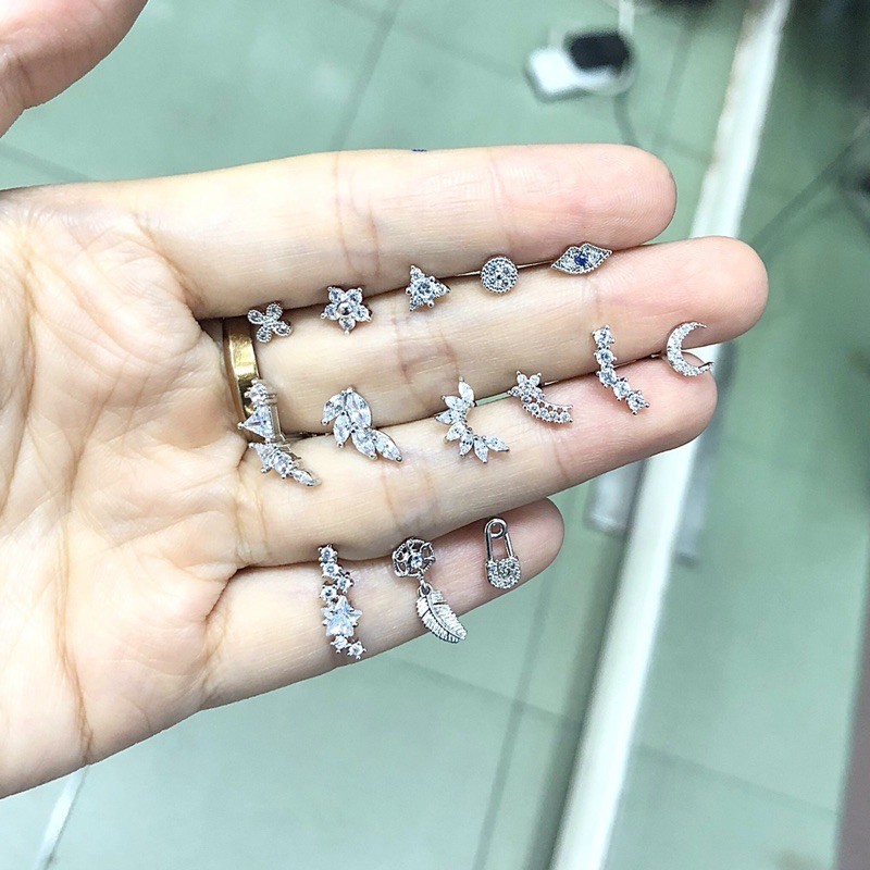 khuyên tai thời trang / đá hình