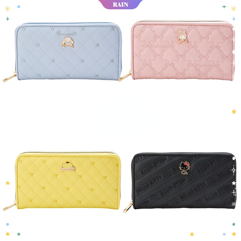 Ví Da PU Gập Dáng Dài In Họa Tiết Hoạt Hình Sanrio Cinnamoroll My Melody Hello Kitty Dễ Thương Kích Thước 19x2.5x10cm Cho Nữ