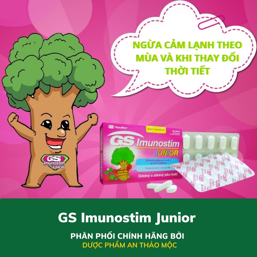 Viên ngậm tăng đề kháng GreenSwan GS Imunostim Junior tăng cường hệ miễn dịch đường hô hấp.Hộp 20 viên