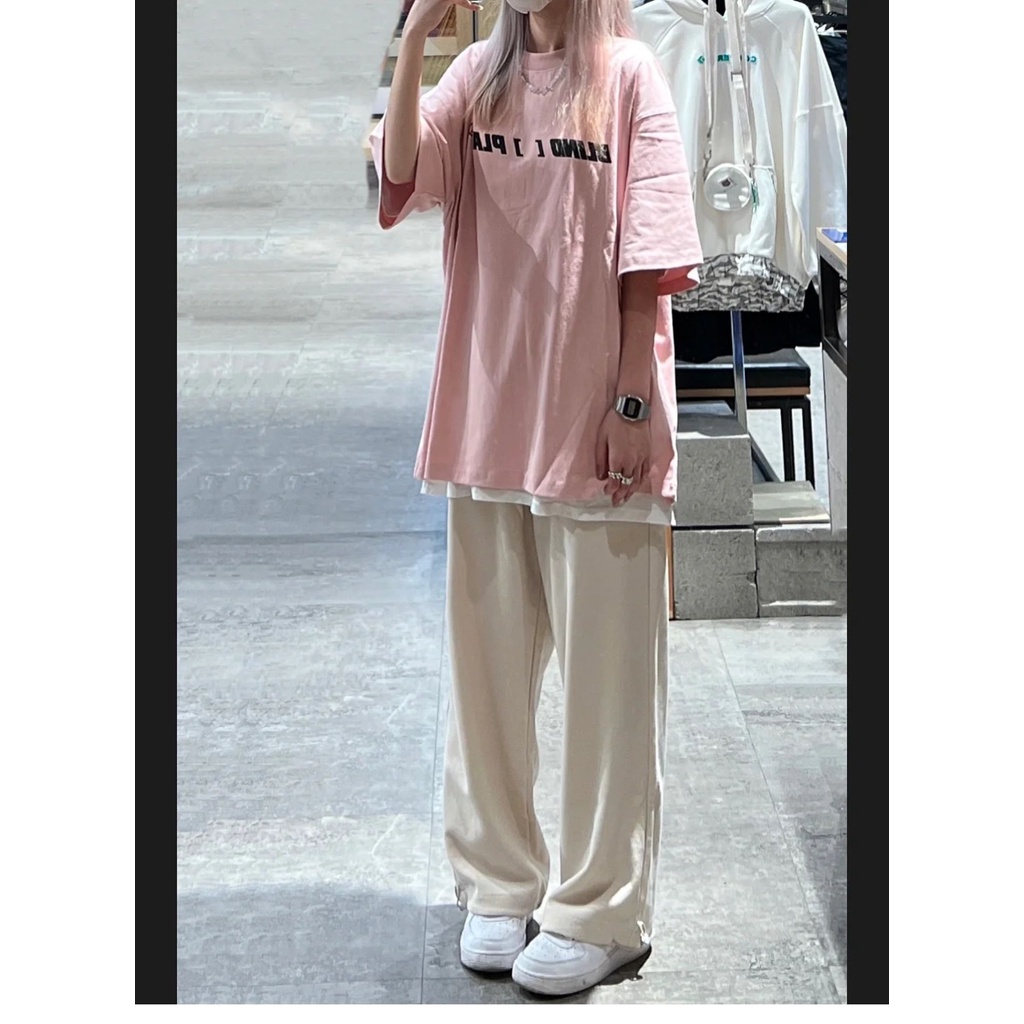 Quần Thể Thao Lưng Cao Ống Rộng Phối Dây Rút Phong Cách retro Mỹ Size S-4XL