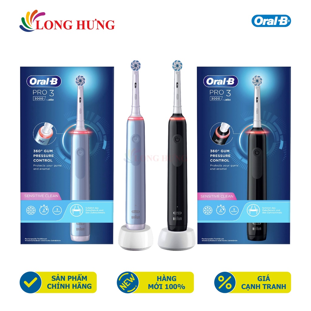 Bàn chải điện Oral-B Pro 3 3000 Sensitive Clean - Hàng nhập khẩu