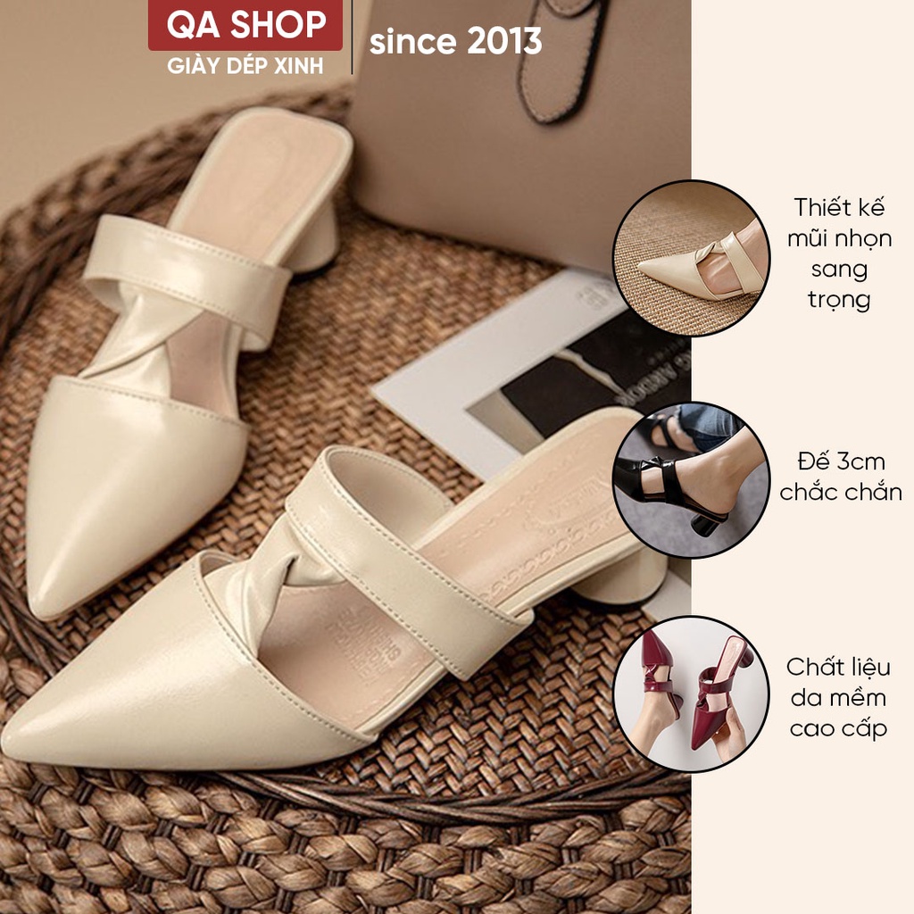Sục nữ mũi nhọn gót trụ 3 phân, chất liệu da bóng mềm chân, mẫu mới (Mã G745)