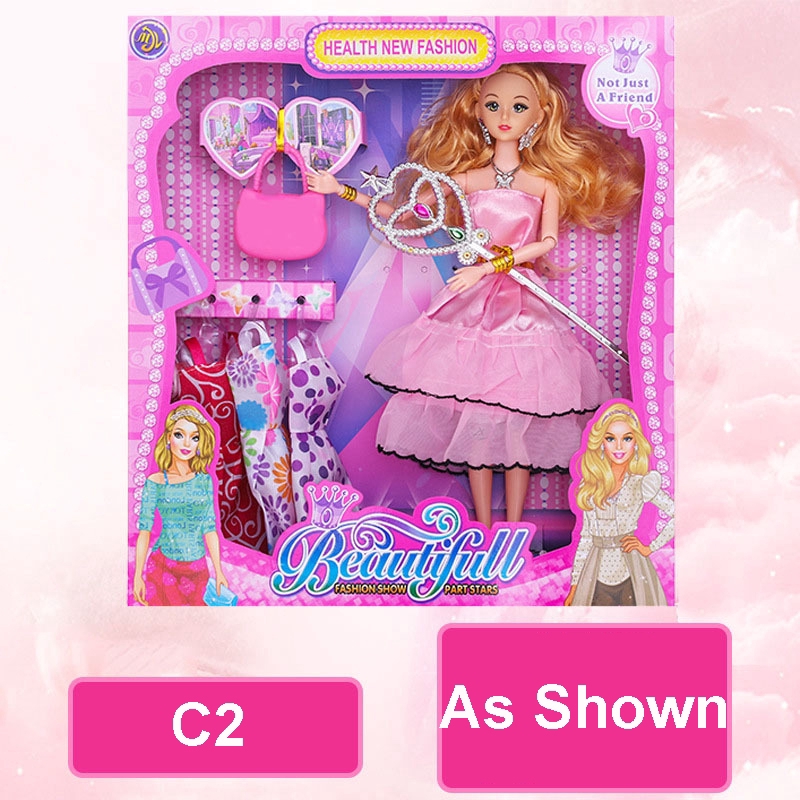 Lovely Barbie Doll Set  3D simulation princess doll play dress-up games girls gift