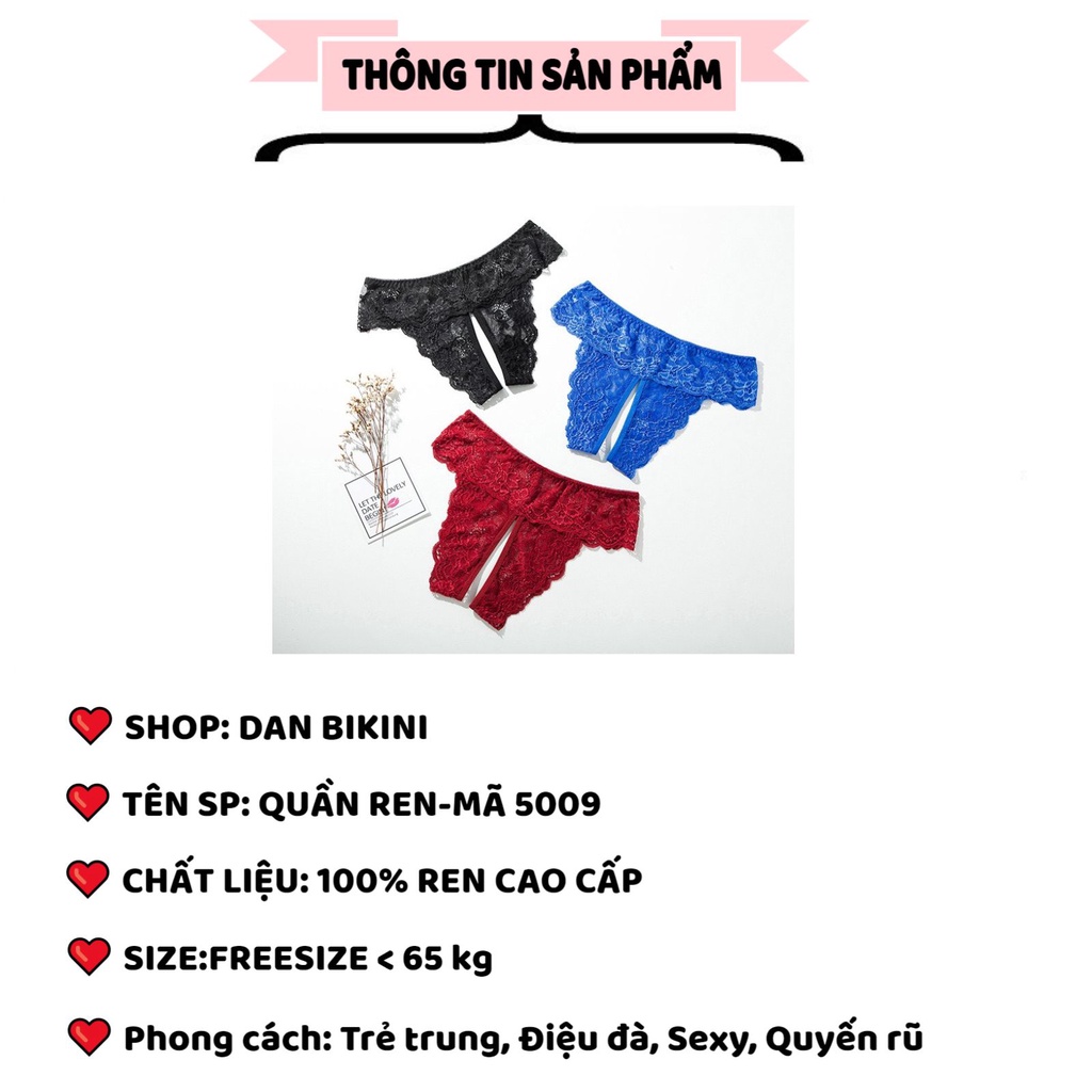 Quần Lót Ren Cao Cấp Thiết Kế Hở Đáy Thoáng Mát Sexy Mã 5009
