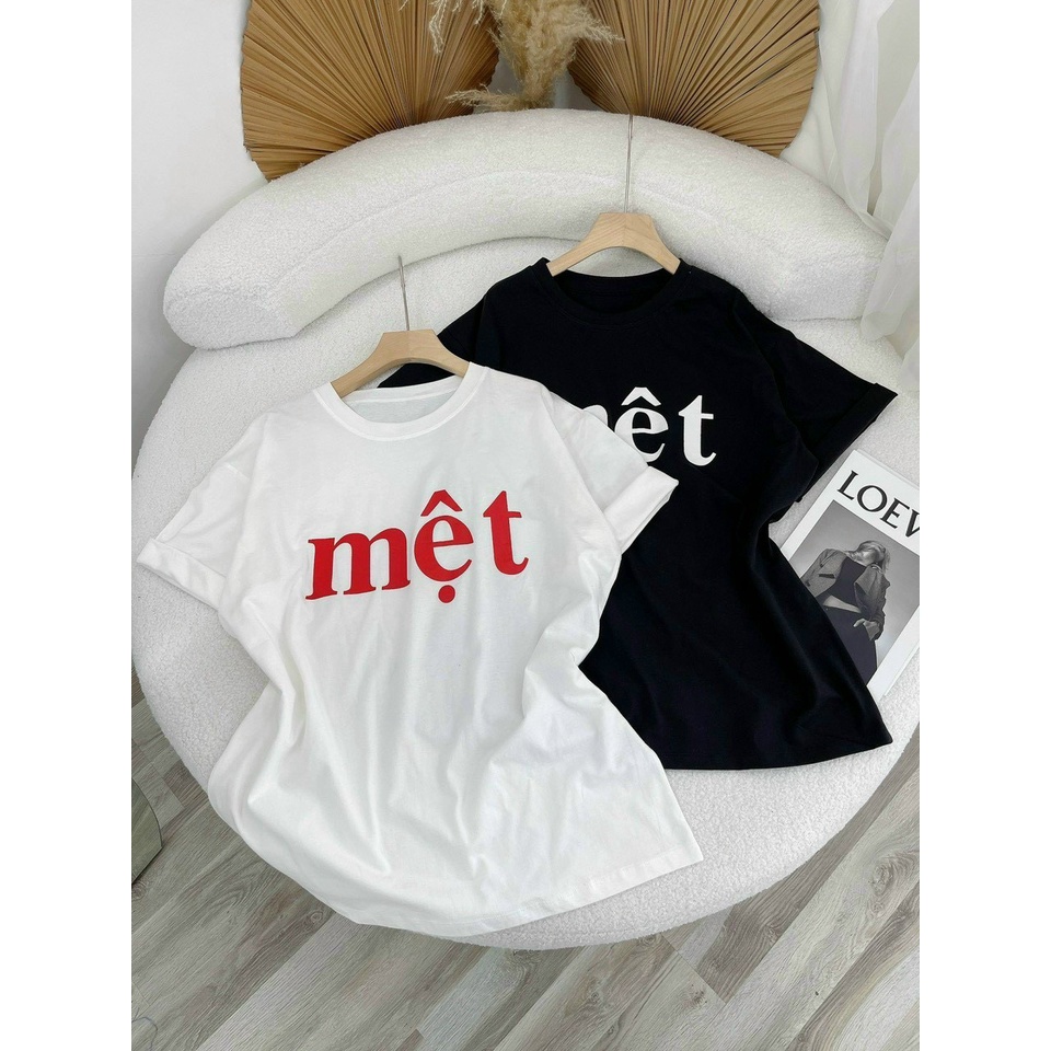 Áo phông nữ, áo thun tay lỡ oversize 2M đen, trắng NPAO045