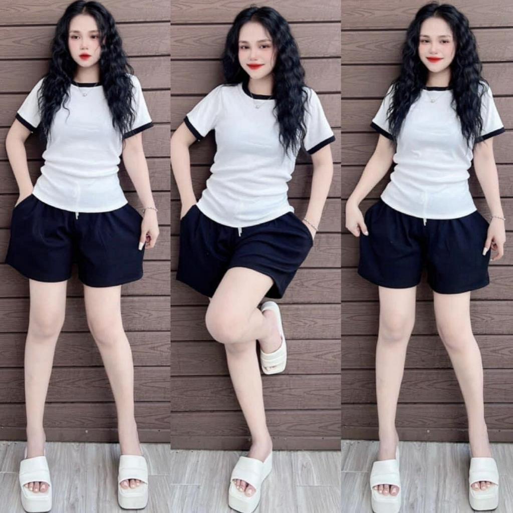 Set bộ quần đùi thun gân tăm cực xinh.G-DUI