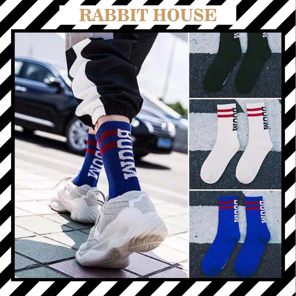 Tất Nam Nữ Cổ Cao Unisex Chữ BOOM Phong Cách Hàn Quốc Ulzzang