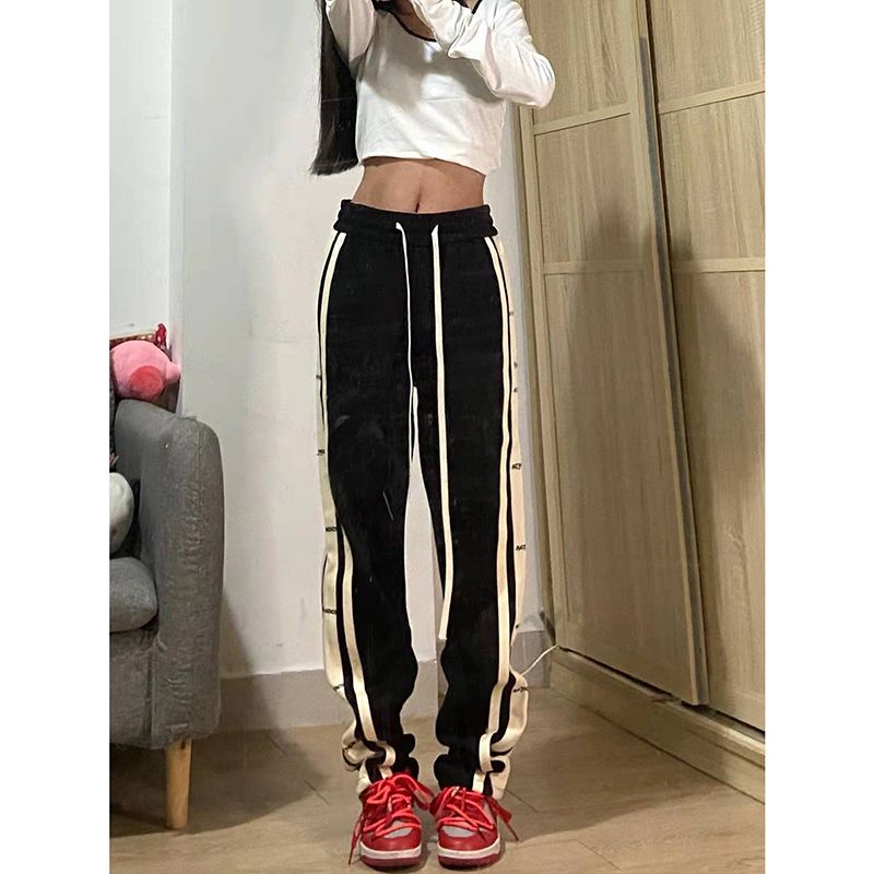 NRVP Quần Thể Thao Nữ Ống Rộng Phong Cách Thời Trang Đường Phố Hàn Quốc Mới