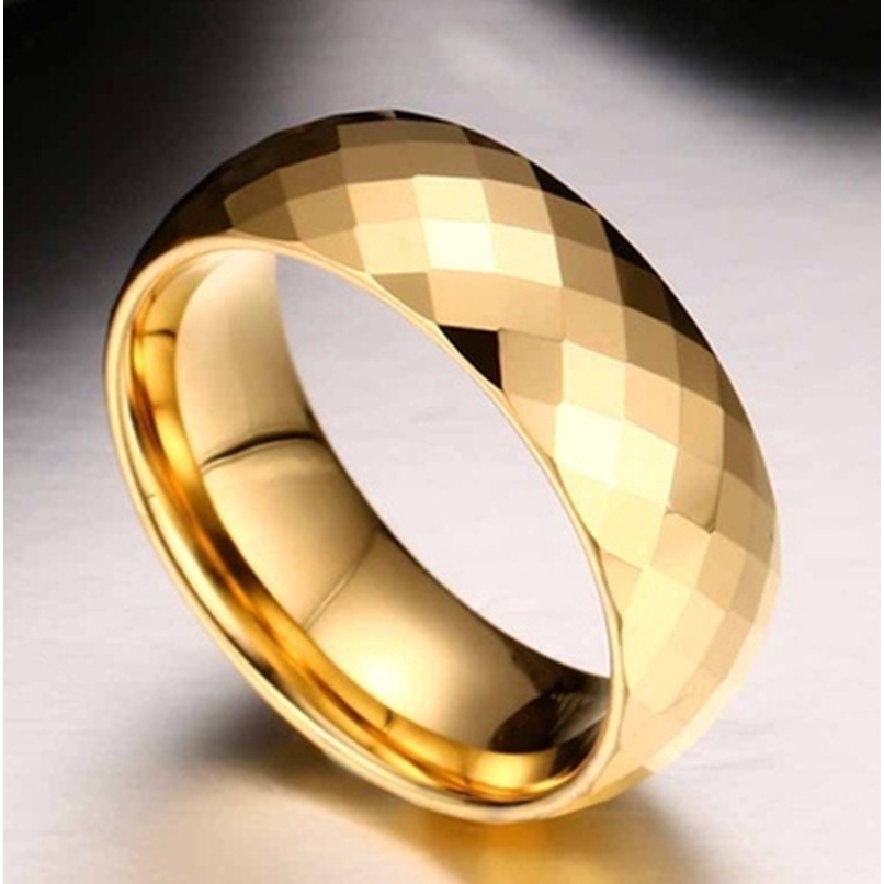 Nhẫn cưới bằng wolfram với họa tiết kim cương 8mm 24k thời trang cho nam nữ