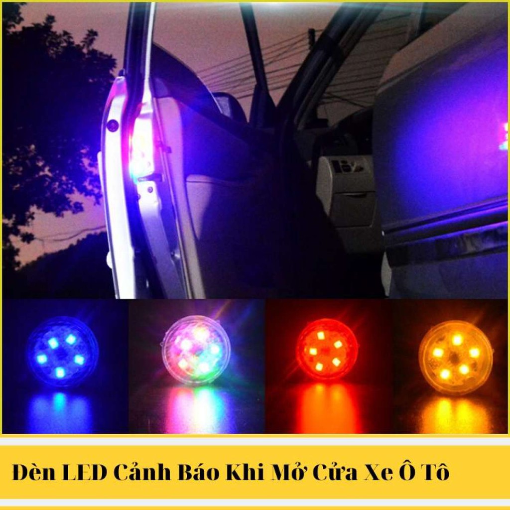 Bộ 2 đèn LED gắn cửa xe ô tô, cảnh báo chống va chạm khi mở cửa xe, không dây dễ dàng lắp đặt và sử dụng