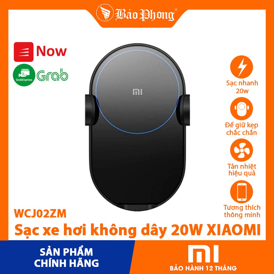 Dock sạc nhanh không dây 20W Trên xe hơi Xiaomi Wireless Car Charger kẹp giữ điện thoại oto cho iphone ip samsung oppo