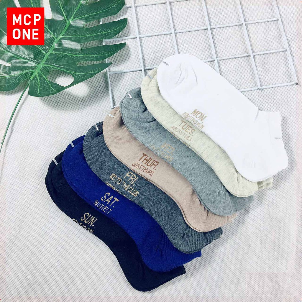 COMBO 7 đôi tất, Set Tất tuần 7 ngày 7 đôi, hàng cotton dày dặn tất trơn cổ ngắn cho nam MCP One(GIAO MÀU NGẪU NHIÊN)