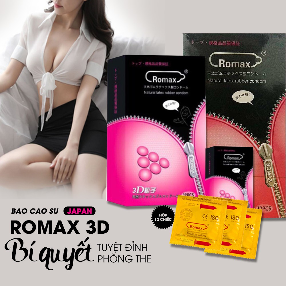 [Bao Cao Su]-ROMAX 3D SIÊU MỎNG(12 Cái)–Giúp Cuộc Yêu Viên Mãn-Tăng Hưng Phấn-Hàng Nhập Khẩu Nhật Bản Chính Hãng 100%