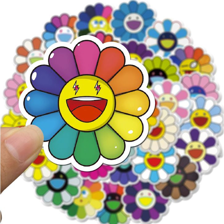 Sticker SUN FLOWER nhựa PVC không thấm nước, dán nón bảo hiểm, laptop, điện thoại, Vali, xe, Cực COOL #115