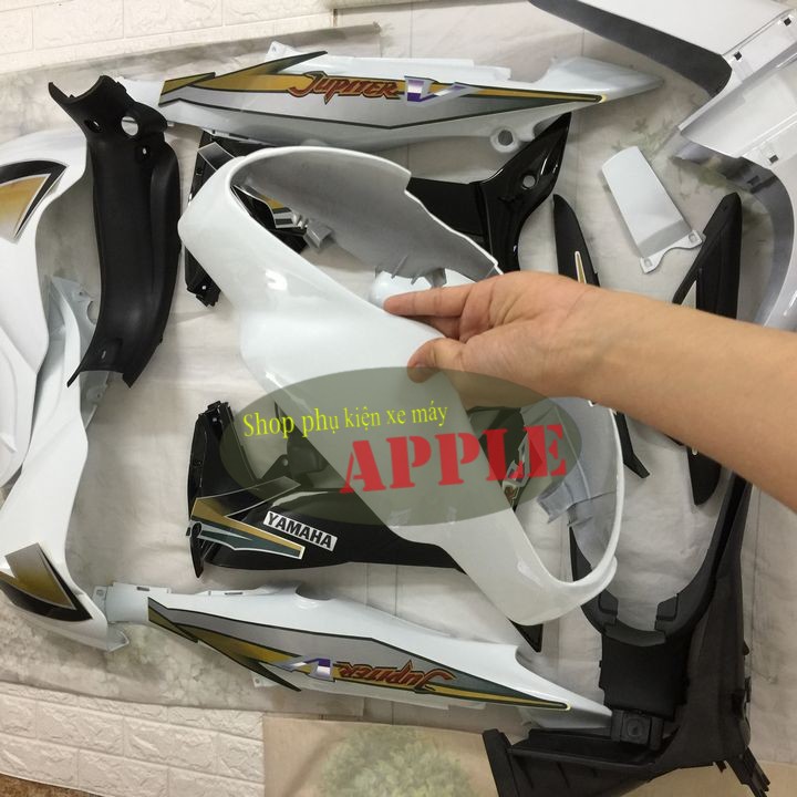 Bộ dàn áo nhựa xe JUPITER V - Màu TRẮNG PHANH CƠ -nhựa nguyên sinh ABS cao cấp siêu bền đẹp - A2099