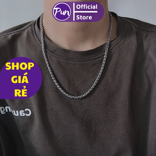Vòng Cổ Trơn Thời Trang Nam Basic PUN Cá Tính Mãnh Mẽ Màu Bạc Cao Cấp Chất Liệu Titan Không Gỉ - Vòng Cổ Trơn