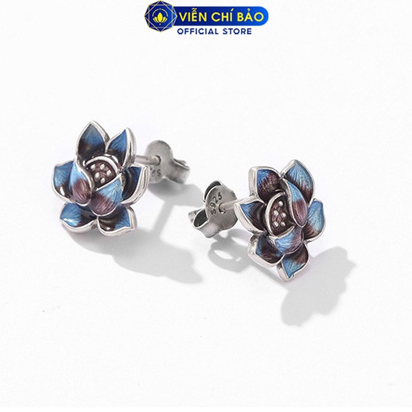 Bông tai bạc nữ Nguyệt Liên Hoa chất liệu bạc Thái 925 thời trang phụ kiện trang sức nữ Viễn Chí Bảo B000222