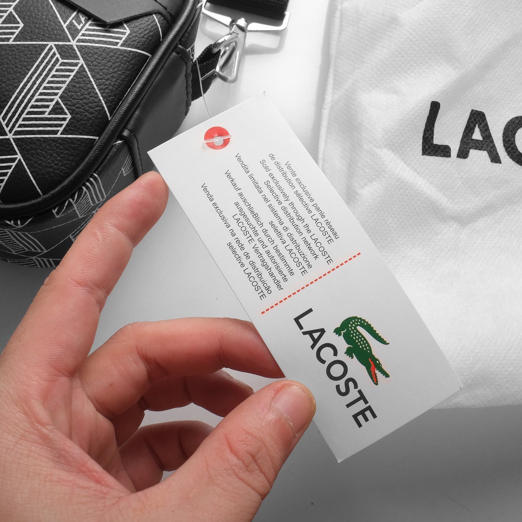 Túi Đeo Chéo Lacoste Men’s The Blend Small Monogram Canvas Crossbody Bag Màu Đen