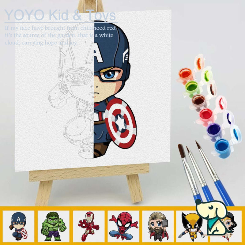 YoYo❤️Marvel DC Series tranh sơn dầu số hoá DIYCanvas Acrylic Paint / Painting kit / Deco Colouring art20X20CM noframe 001 XH123