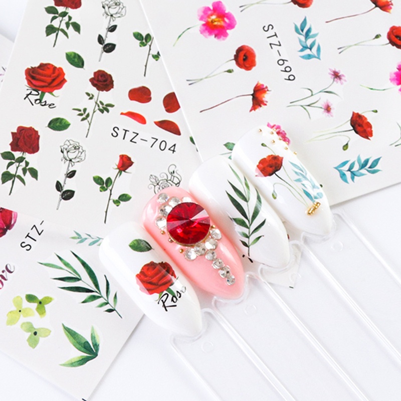 Miếng Dán Trang Trí Móng Tay Họa Tiết Hoa Thời Trang