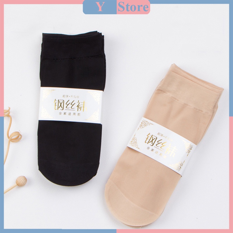 Lố 10 đôi tất giấy nữ cổ vừa chống rách siêu dai siêu co dãn xuất Hàn