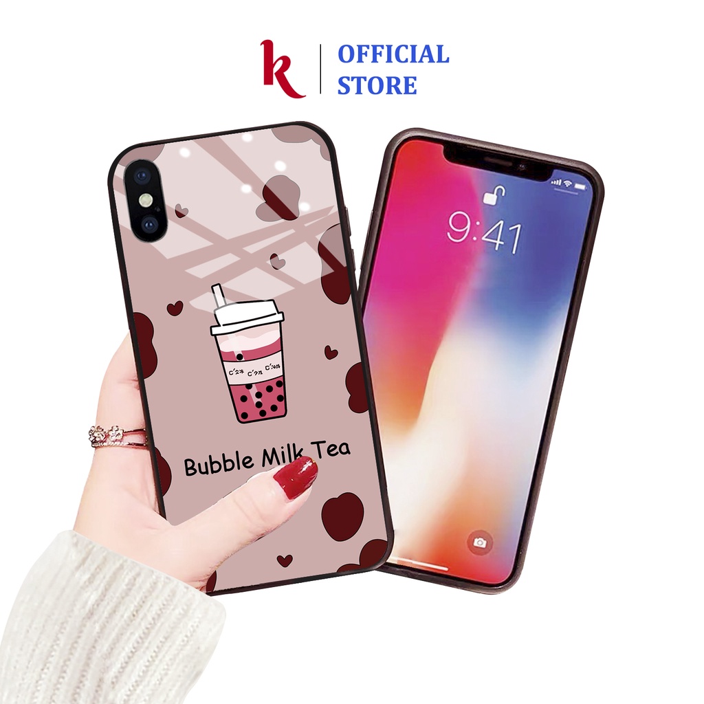 Ốp lưng iphone kính bò sữa Milk Tea cute case 14plus 14 pro max 13 12 promax 11 mini 6 6s 7 8 plus x xr xs Se