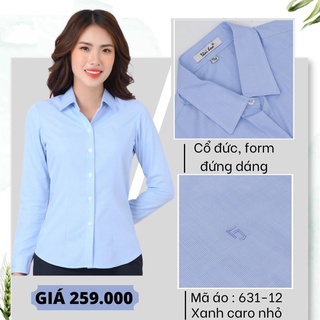 Áo Thái Hòa caro nhuyễn màu xanh biển nhã nhặn 631-12-01