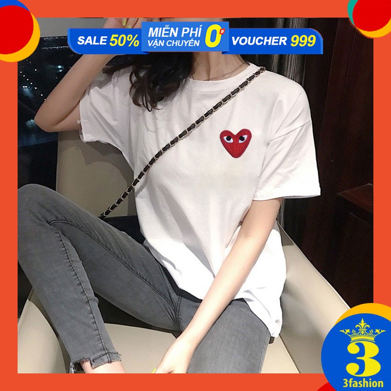Áo Thun Nữ Tay Ngắn Cổ Tròn Vải Cao Cấp Mềm Mát Icon Trái Tim Hot Trend - MSP T08