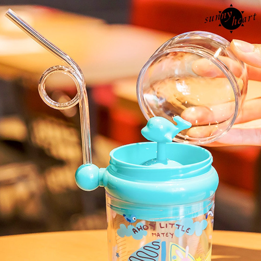 Bình Nước Hình Cá Voi Dễ Thương Dung Tích 250ml Có Ống Hút Tiện Dụng Cho Bé