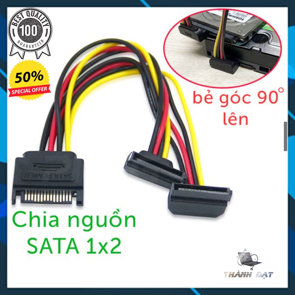 Cáp Nguồn sata 1 ra 2 cổng  đầu vuông góc .Mở Rộng thiết bị cho những nguồn ít jack sata