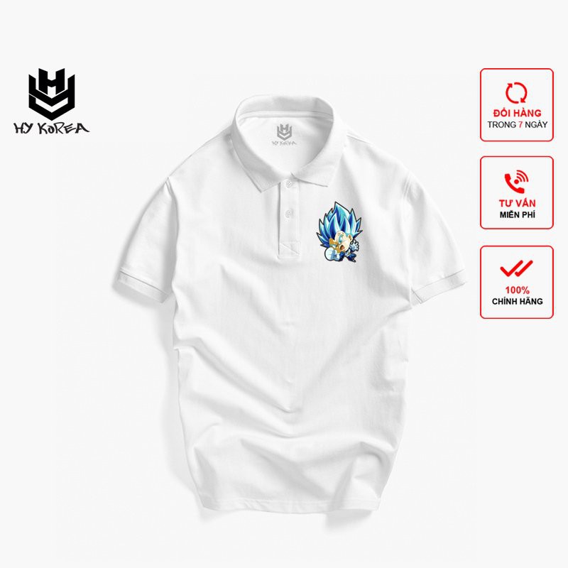 Áo Thun Polo HY Korea Nam Nữ Vải Cá Sấu 4 Chiều Cổ Trụ In Hình DC226 Phong Cách Hàn Quốc.