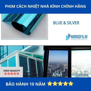 1.52 m2 Decal Phim Cách Nhiệt Chống Nóng Nhà Kính Mã NR 15BL NANOFILM - Phản Quang Xanh Dương - Cách Nhiệt 85% Giấy Dán