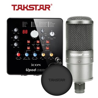 Combo mic thu âm chuyên nghiệp  Mic Takstar SM 8B, Soundcard Icon Upod Nano, Tai nghe TS2260