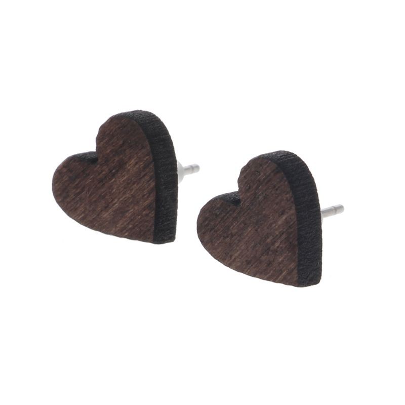 Khuyên Tai Gỗ Hình Tròn / Trái Tim / Thánh Giá Thời Trang