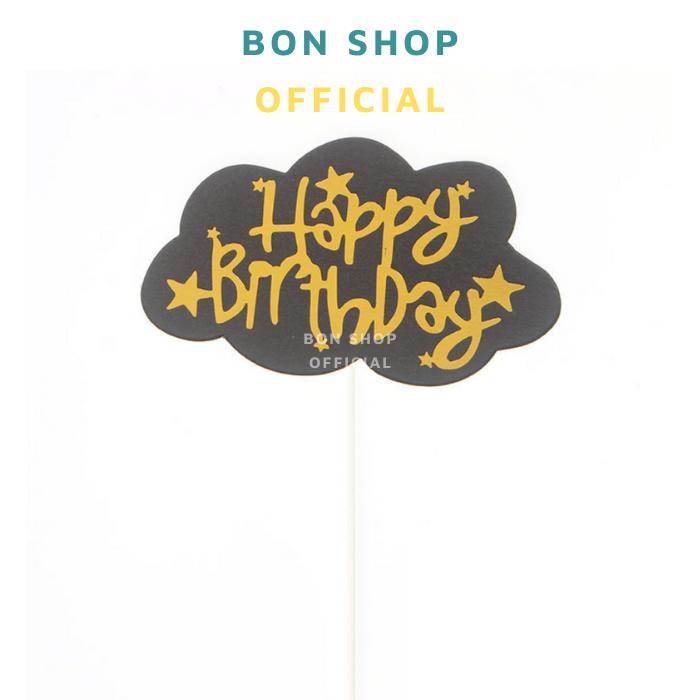 Que cắm bánh  giấy Happy Birthday Đám Mây Ngôi Sao trang trí Bánh Kem Sinh Nhật