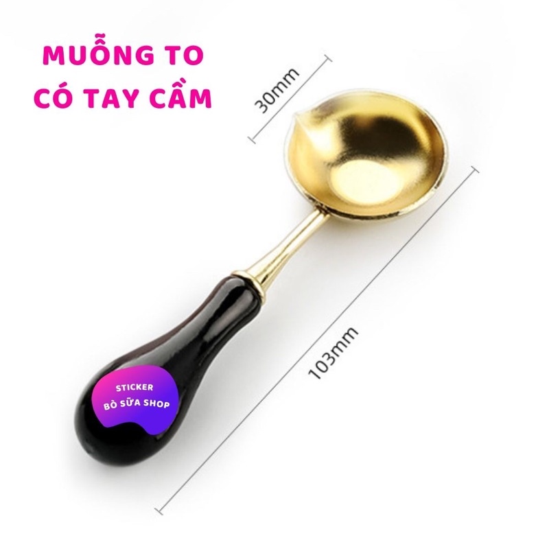 Combo nến, muỗng, lò đun sáp dụng cụ làm sáp đóng dấu trang trí sổ tay phong bì thư vintage Stickerbosuashop